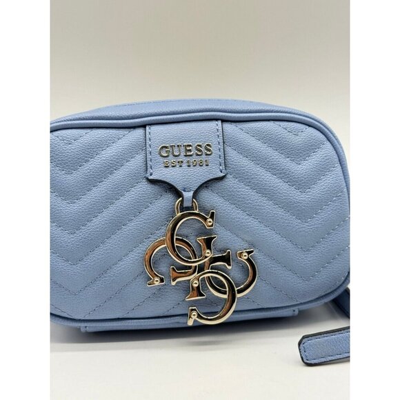 GUESS Violet quilted faux-leather small crossbody bag - Blue - Picture 3 of 7